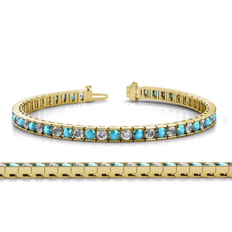Abril 3.10 mm London Blue Topaz and Diamond Eternity Tennis Bracelet 