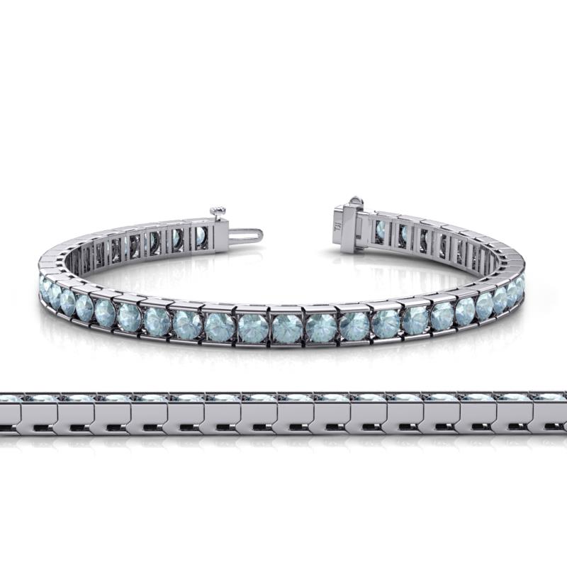 Abril 3.80 mm Round Aquamarine Eternity Tennis Bracelet 