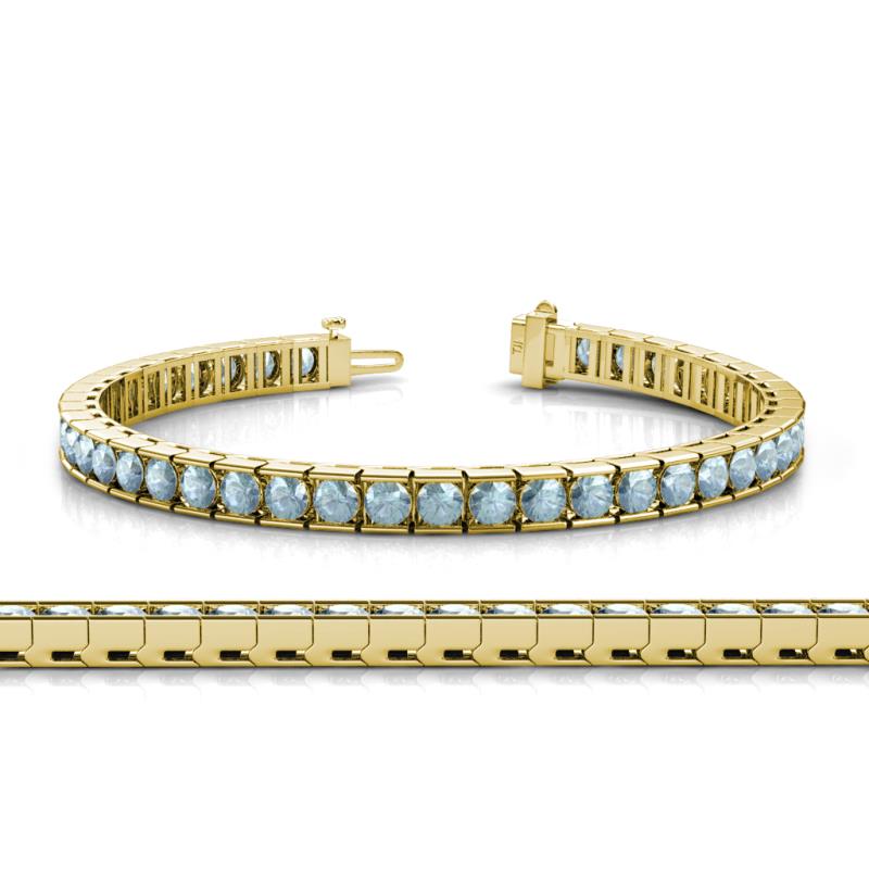 Abril 3.80 mm Round Aquamarine Eternity Tennis Bracelet 