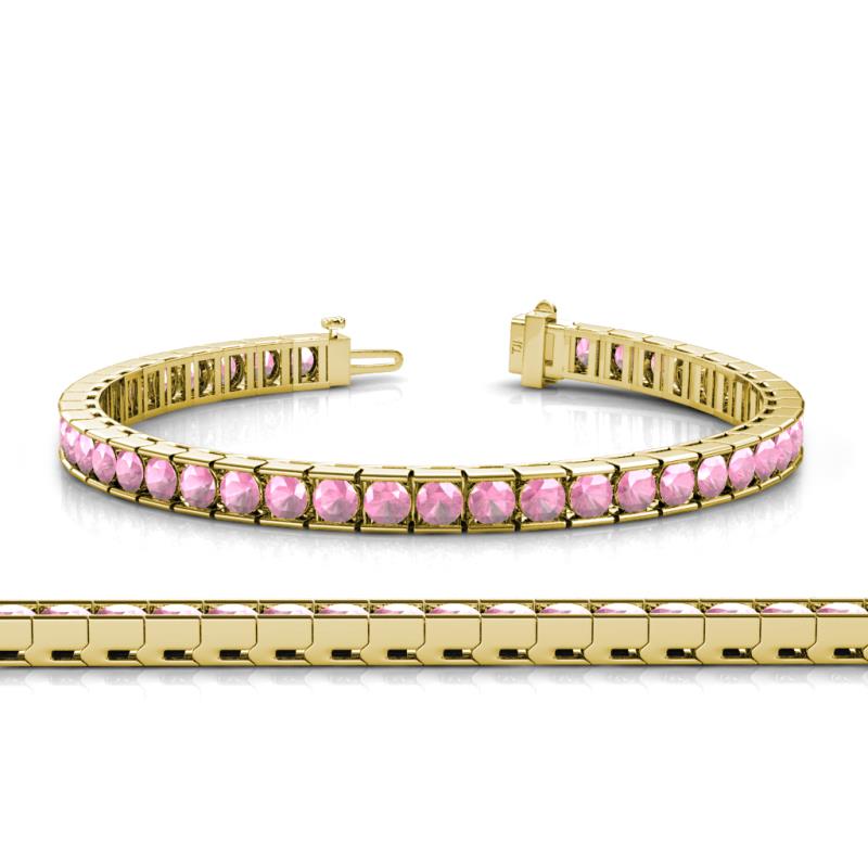 Abril 3.80 mm Round Pink Tourmaline Eternity Tennis Bracelet 