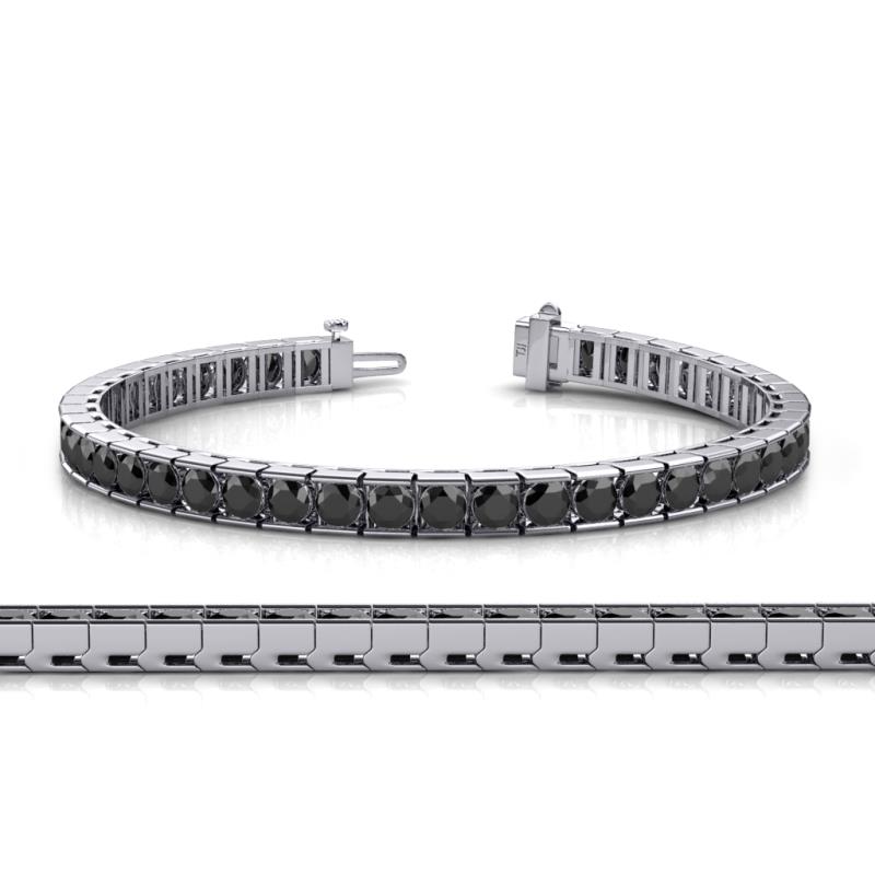 Abril 3.80 mm Round Black Diamond Eternity Tennis Bracelet 