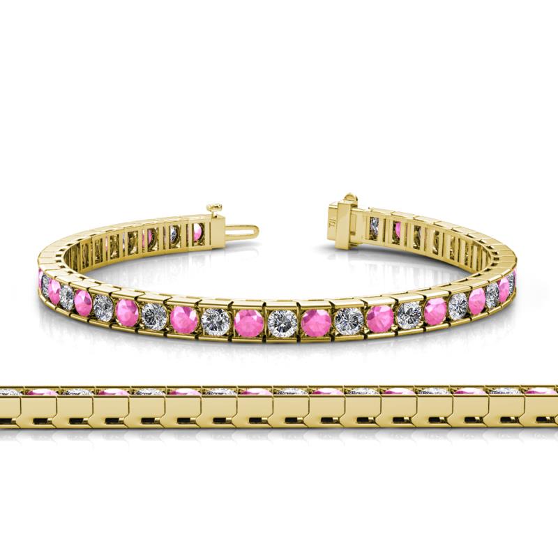Abril 3.80 mm Round Pink Sapphire and Diamond Eternity Tennis Bracelet 