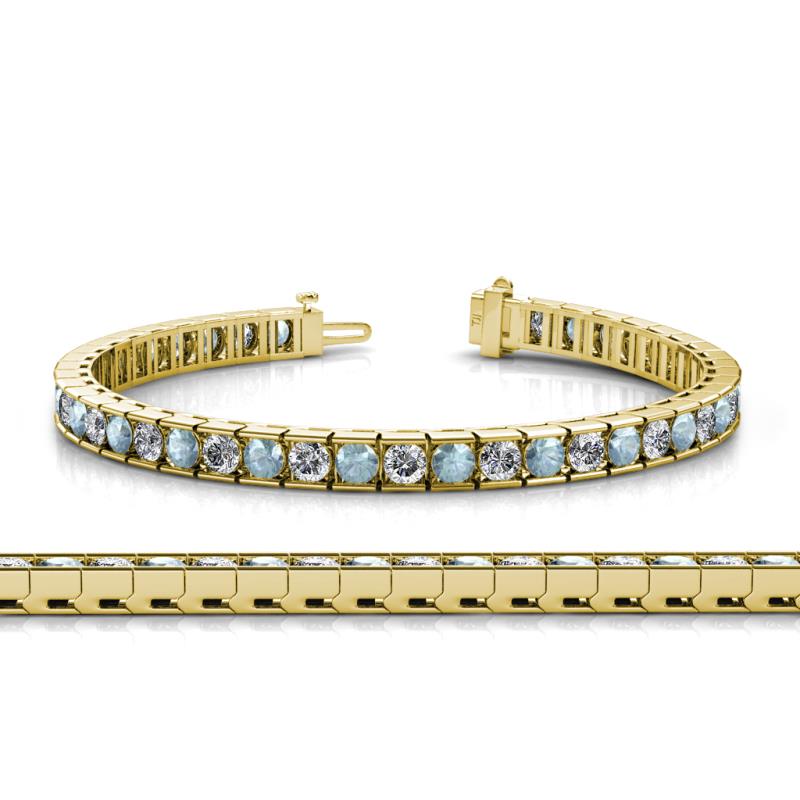 Abril 3.80 mm Round Aquamarine and Diamond Eternity Tennis Bracelet 
