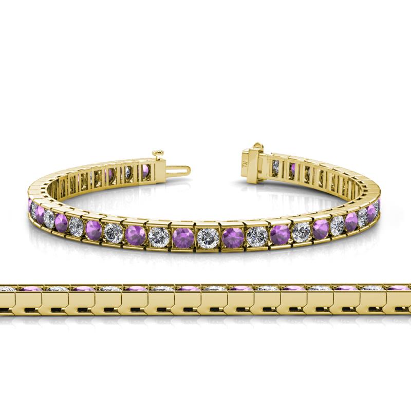 Abril 3.80 mm Round Amethyst and Diamond Eternity Tennis Bracelet 