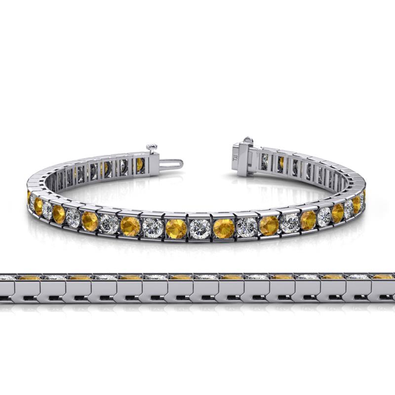 Abril 3.80 mm Round Citrine and Diamond Eternity Tennis Bracelet 