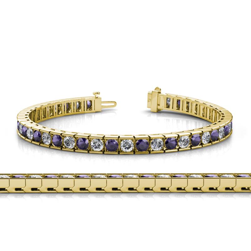 Abril 3.80 mm Round Iolite and Diamond Eternity Tennis Bracelet 