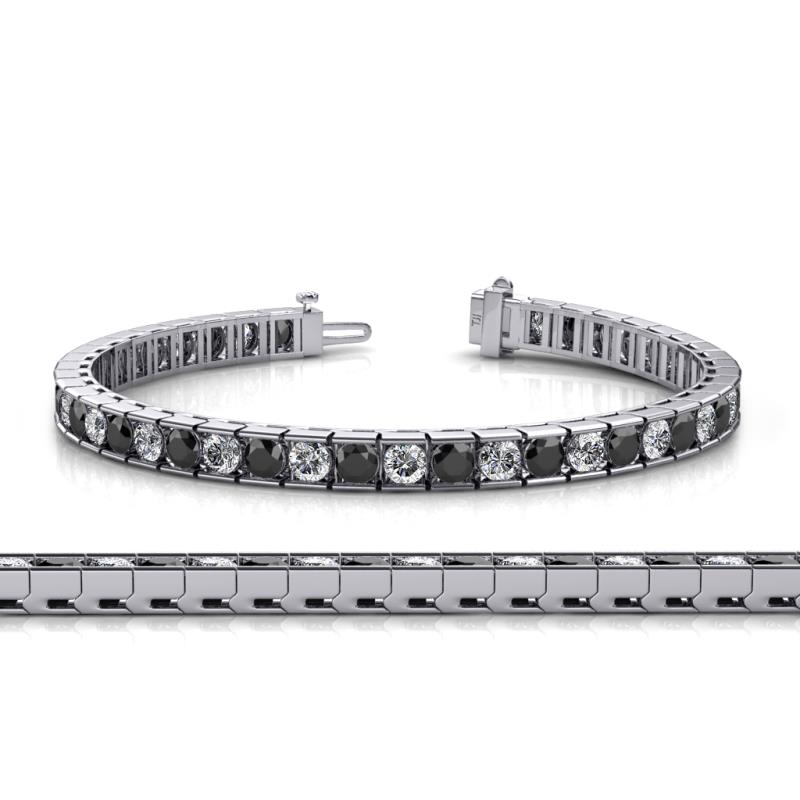 Abril 3.80 mm Round Black and White Diamond Eternity Tennis Bracelet 