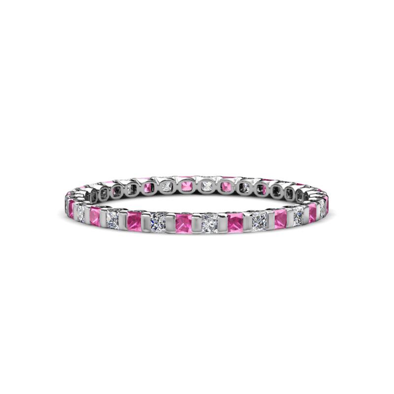 Clarissa 2.00 mm Princess Cut Pink Sapphire and Diamond Eternity Band 