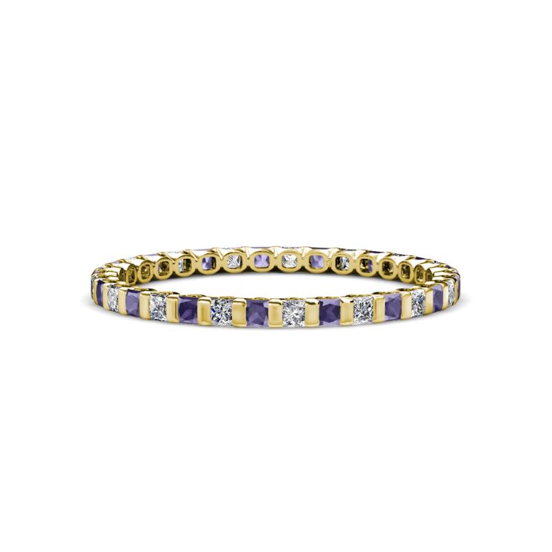 Clarissa 2.00 mm Princess Cut Iolite and Diamond Eternity Band 