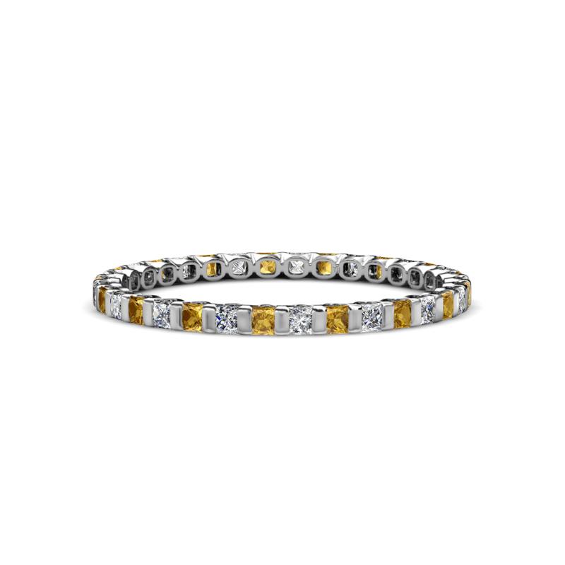 Clarissa 2.00 mm Princess Cut Citrine and Diamond Eternity Band 