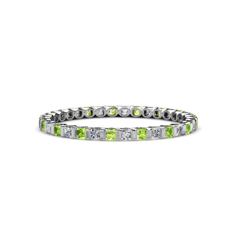 Clarissa 2.00 mm Princess Cut Peridot and Diamond Eternity Band 