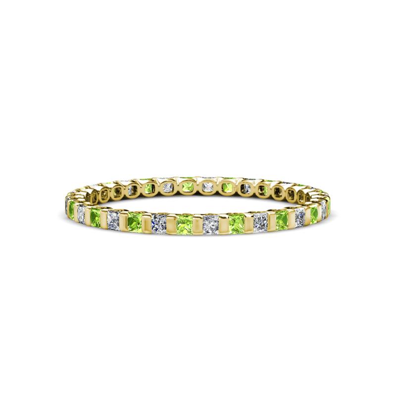 Clarissa 2.00 mm Princess Cut Peridot and Diamond Eternity Band 