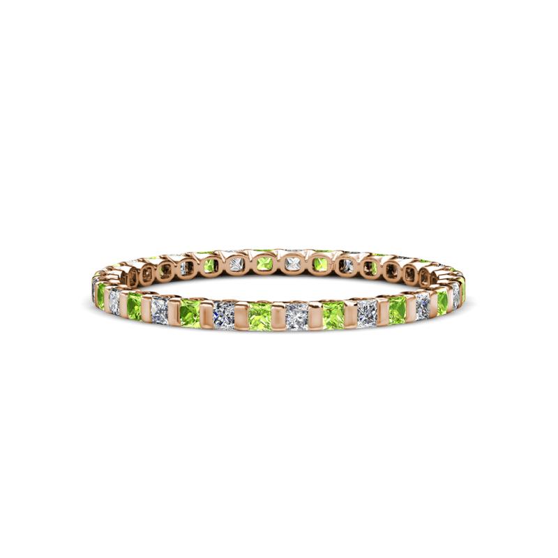 Clarissa 2.00 mm Princess Cut Peridot and Diamond Eternity Band 