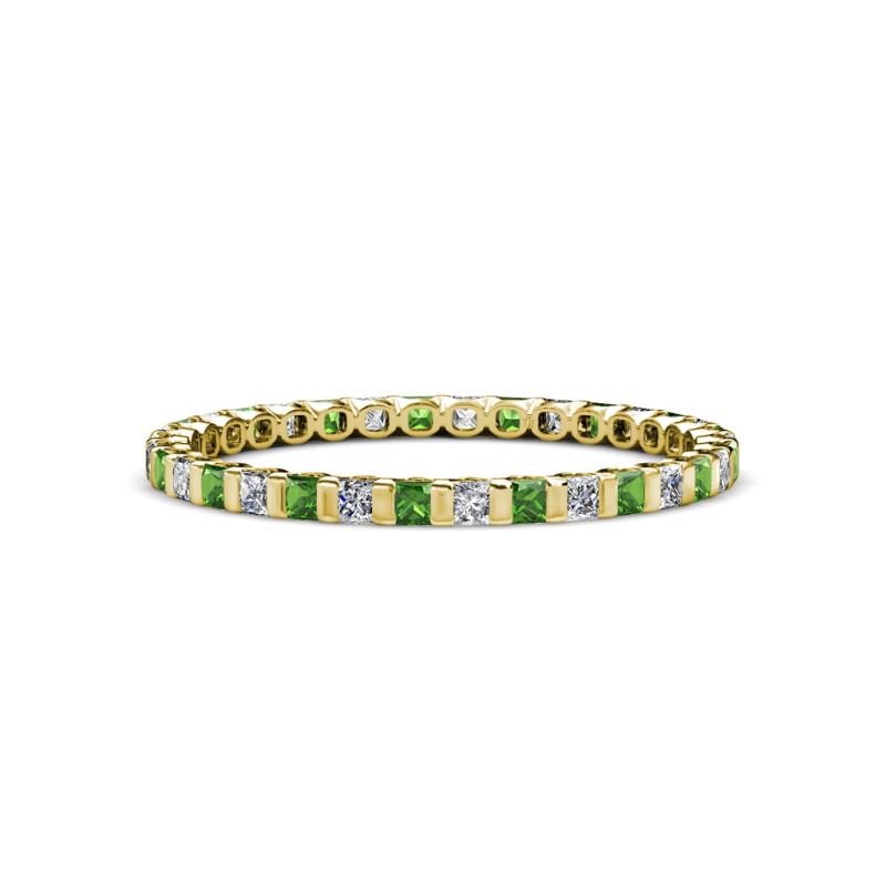 Clarissa 2.00 mm Princess Cut Green Garnet and Diamond Eternity Band 