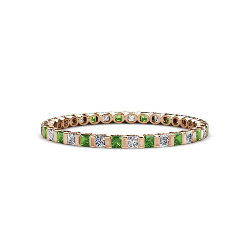 Clarissa 2.00 mm Princess Cut Green Garnet and Diamond Eternity Band 