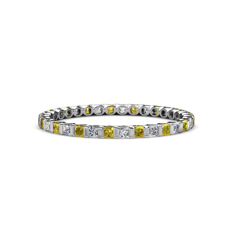 Clarissa 2.00 mm Princess Cut Yellow and White Diamond Eternity Band 