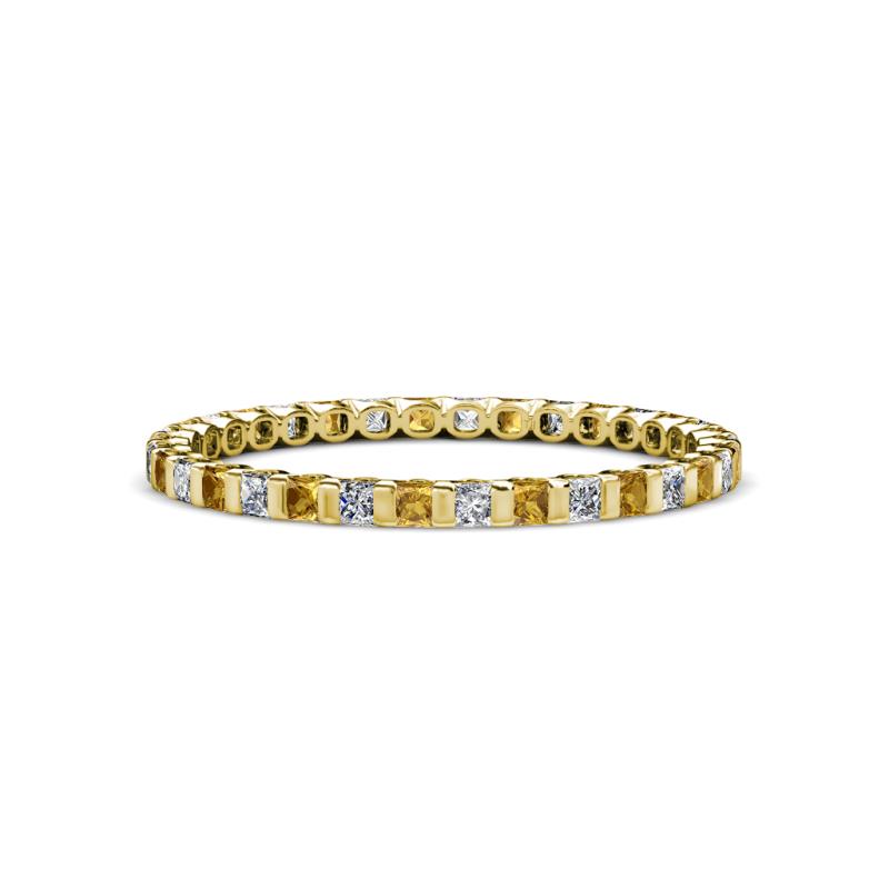 Clarissa 2.00 mm Princess Cut Citrine and Diamond Eternity Band 