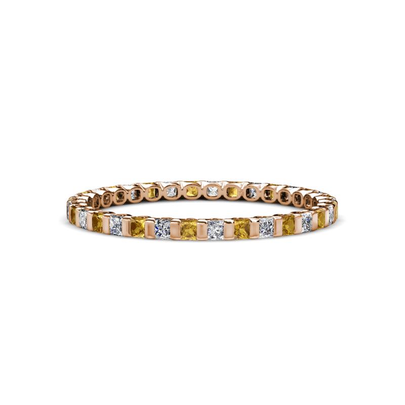 Clarissa 2.00 mm Princess Cut Citrine and Diamond Eternity Band 