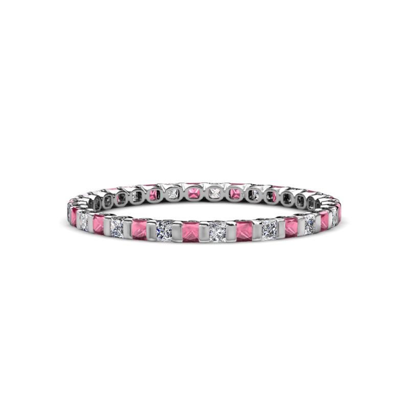 Clarissa 2.00 mm Princess Cut Rhodolite Garnet and Diamond Eternity Band 