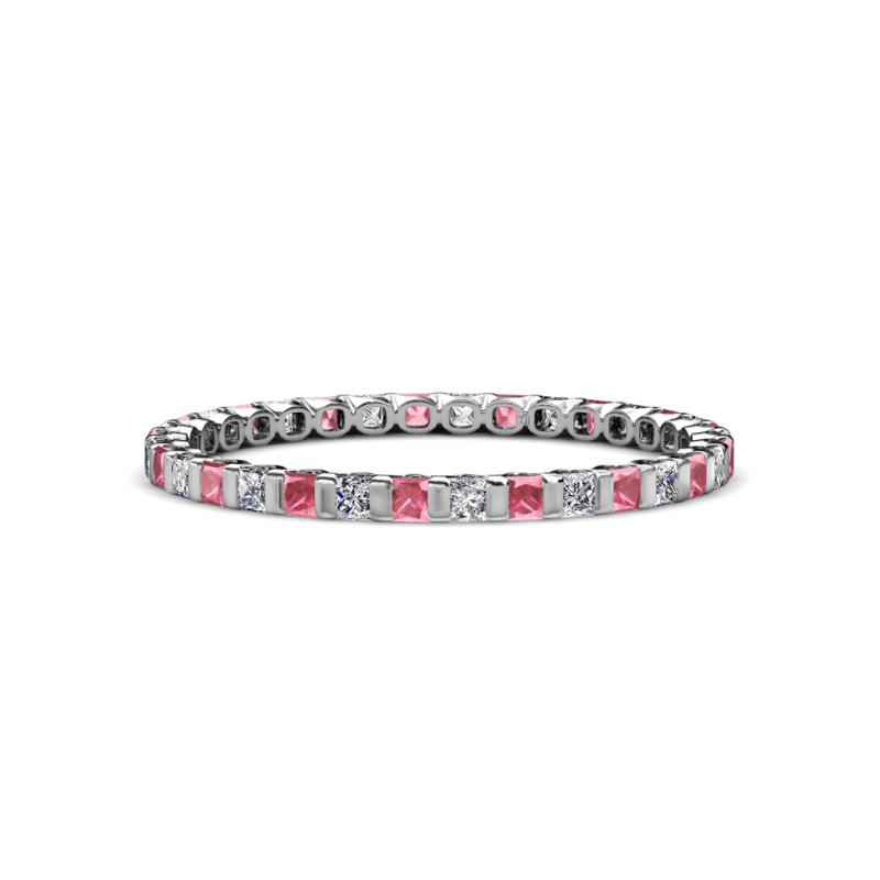 Clarissa 2.00 mm Princess Cut Pink Tourmaline and Diamond Eternity Band 