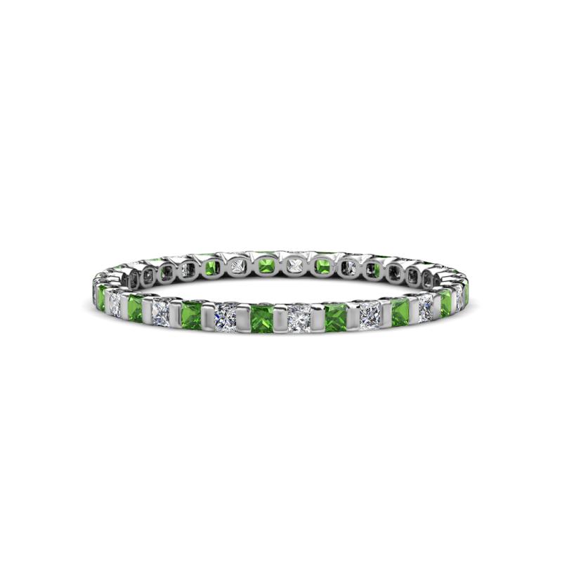 Clarissa 2.00 mm Princess Cut Green Garnet and Diamond Eternity Band 