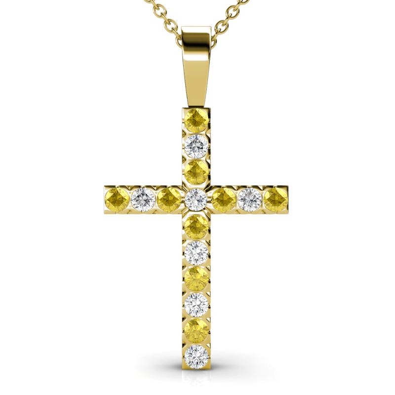 Aja Yellow Sapphire and Diamond Cross Pendant 