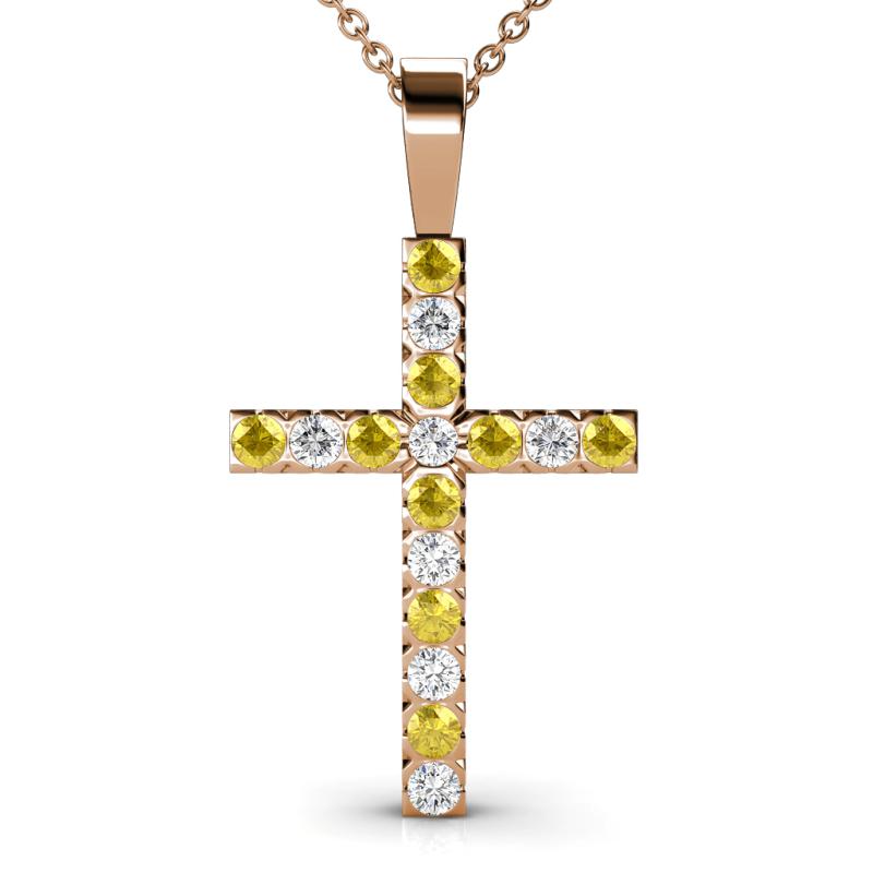 Aja Yellow Sapphire and Diamond Cross Pendant 