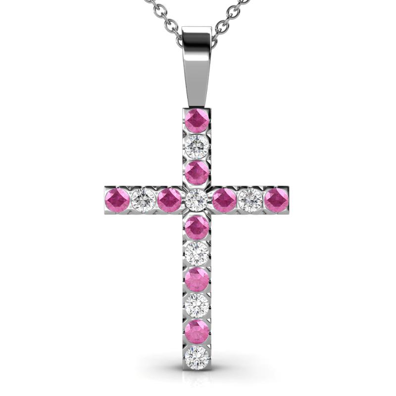 Aja Pink Sapphire and Diamond Cross Pendant 