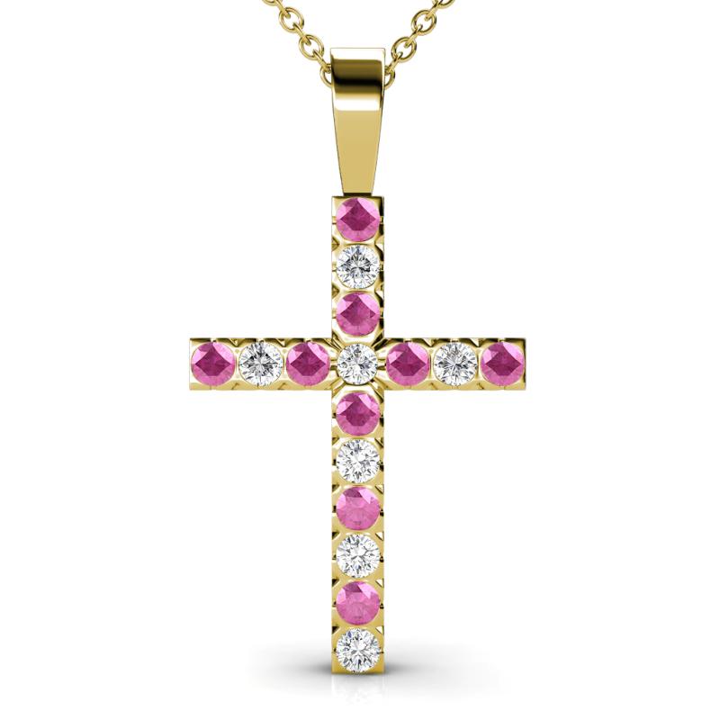Aja Pink Sapphire and Diamond Cross Pendant 