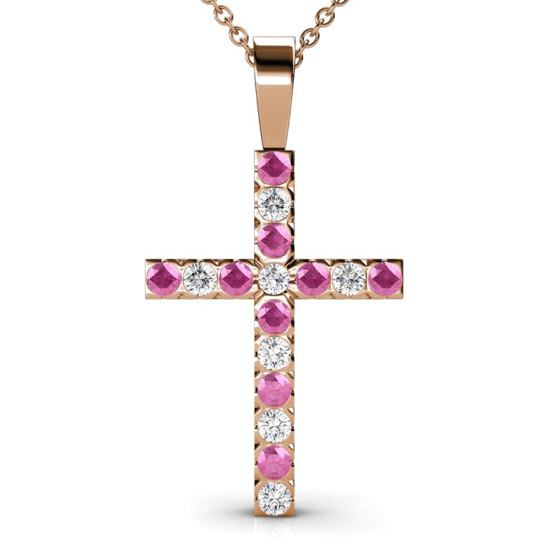 Aja Pink Sapphire and Diamond Cross Pendant 
