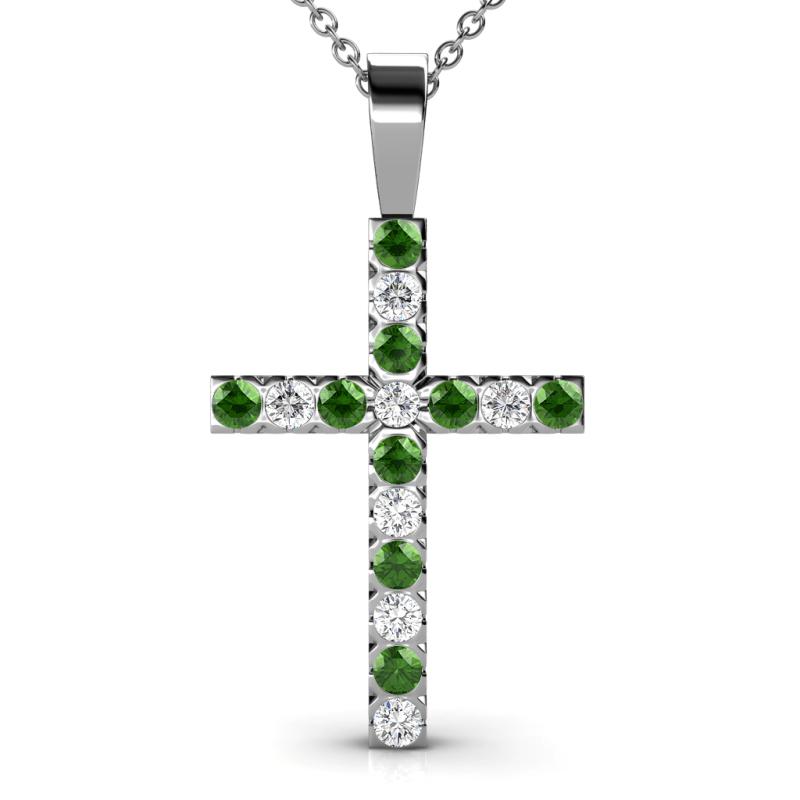 Aja Green Garnet and Diamond Cross Pendant 