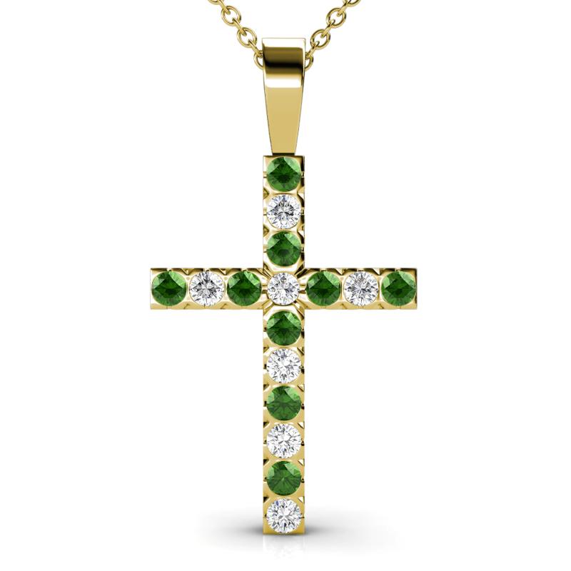 Aja Green Garnet and Diamond Cross Pendant 