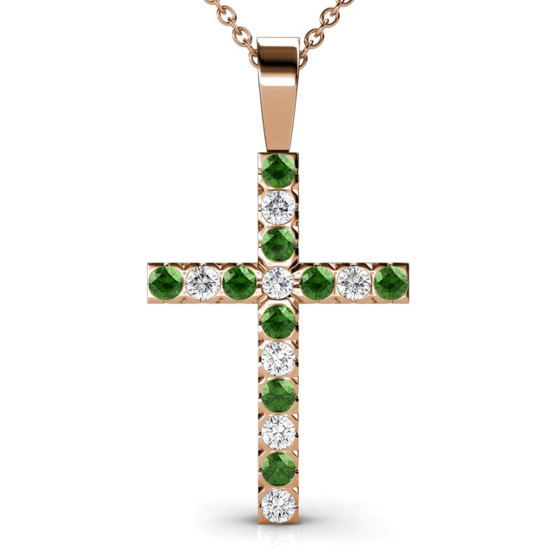 Aja Green Garnet and Diamond Cross Pendant 