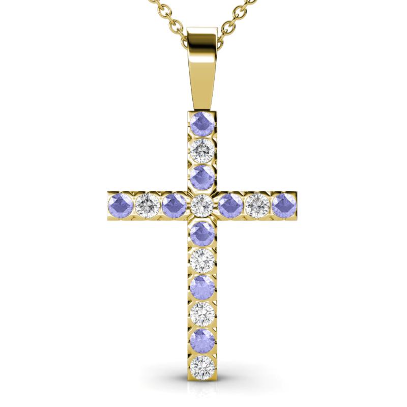 Aja Tanzanite and Diamond Cross Pendant 
