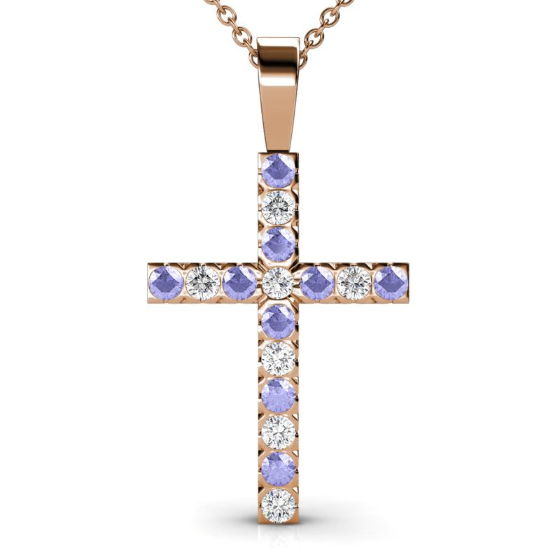 Aja Tanzanite and Diamond Cross Pendant 