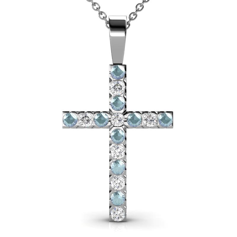 Aja Aquamarine and Diamond Cross Pendant 