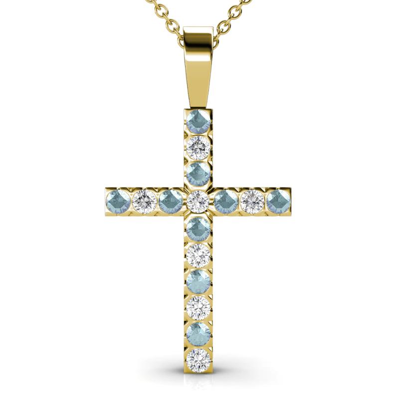 Aja Aquamarine and Diamond Cross Pendant 