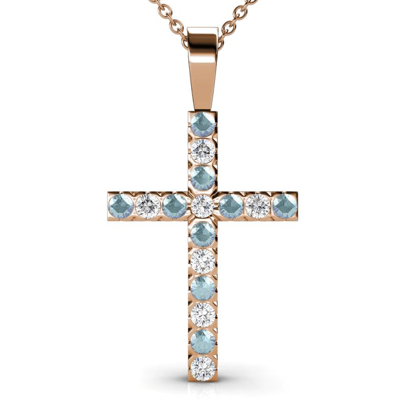 Aja Aquamarine and Diamond Cross Pendant 
