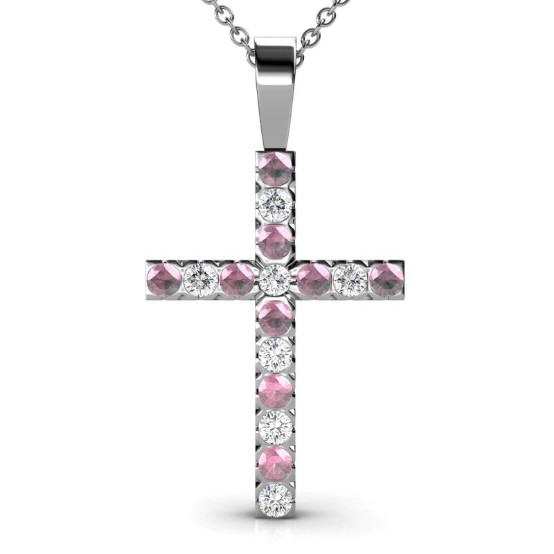 Aja Pink Tourmaline and Diamond Cross Pendant 