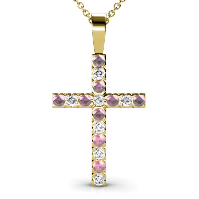 Aja Pink Tourmaline and Diamond Cross Pendant 