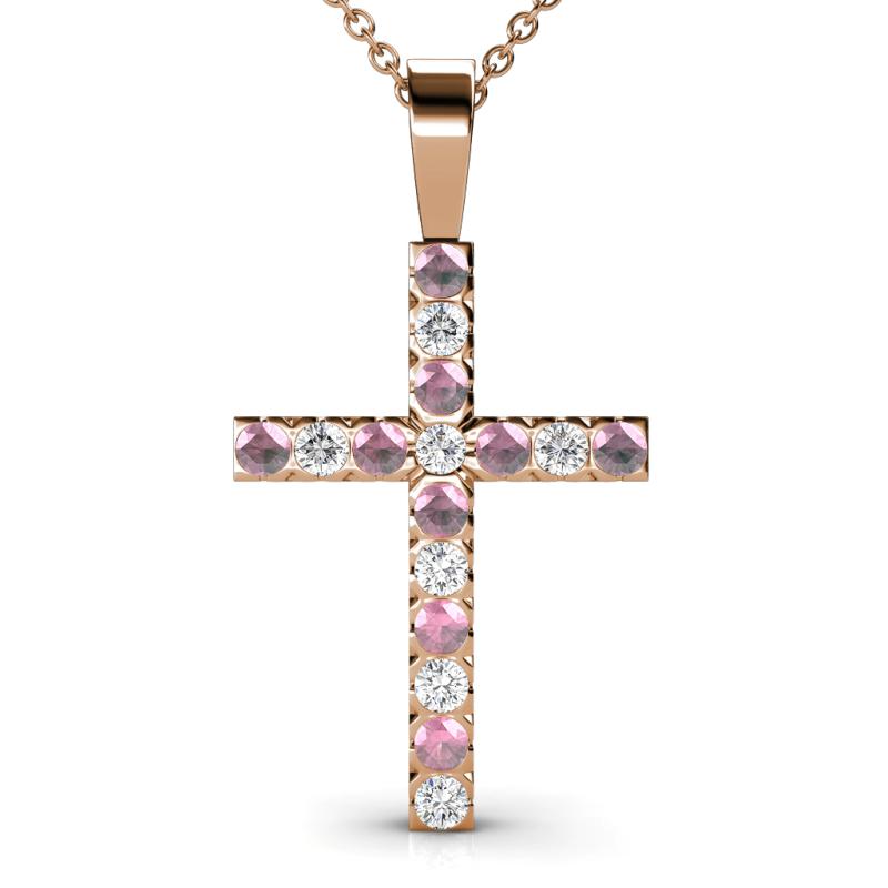 Aja Pink Tourmaline and Diamond Cross Pendant 