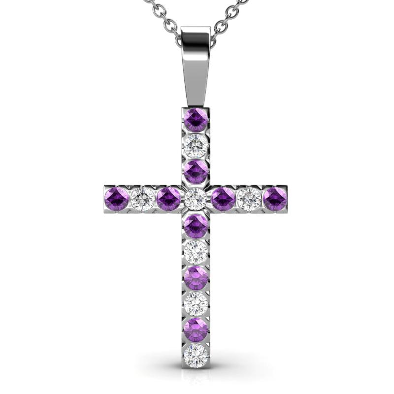 Aja Amethyst and Diamond Cross Pendant 