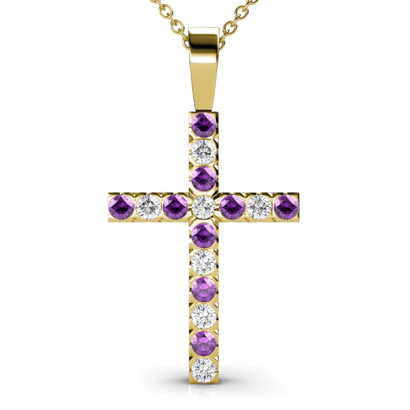 Aja Amethyst and Diamond Cross Pendant 