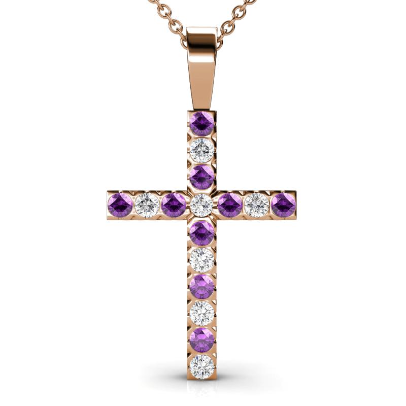 Aja Amethyst and Diamond Cross Pendant 