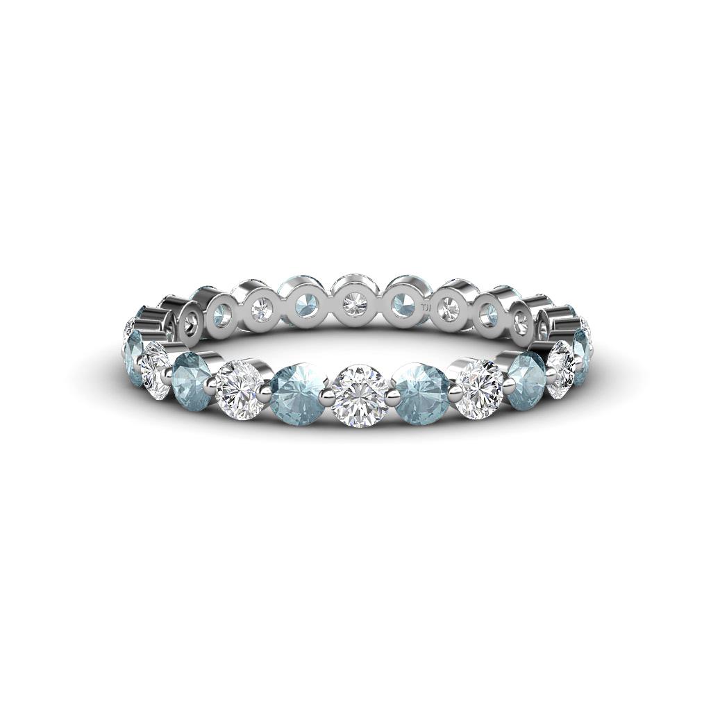 Valerie 2.70 mm Diamond and Aquamarine Eternity Band 