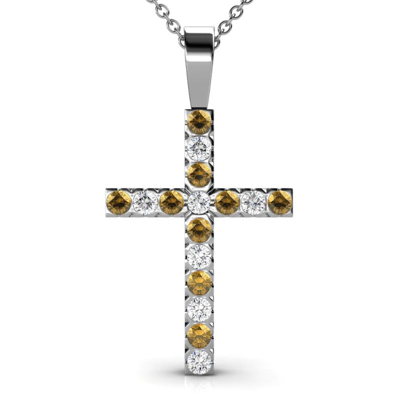 Aja Citrine and Diamond Cross Pendant 