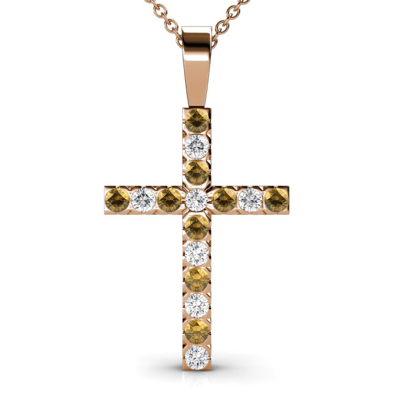 Aja Citrine and Diamond Cross Pendant 