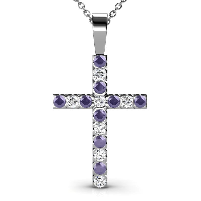 Aja Iolite and Diamond Cross Pendant 
