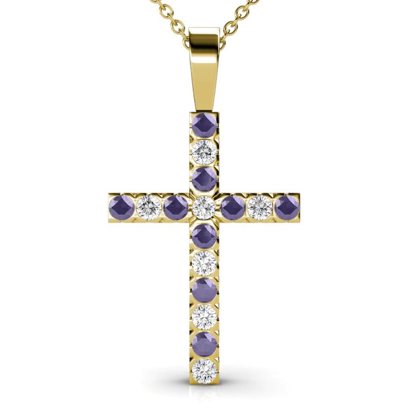 Aja Iolite and Diamond Cross Pendant 