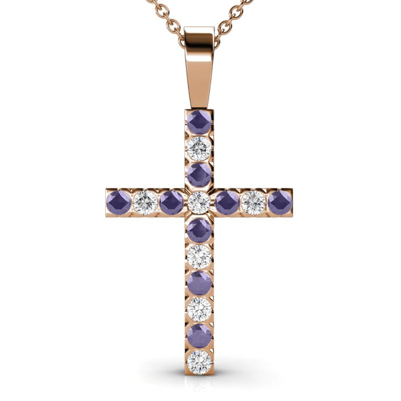 Aja Iolite and Diamond Cross Pendant 